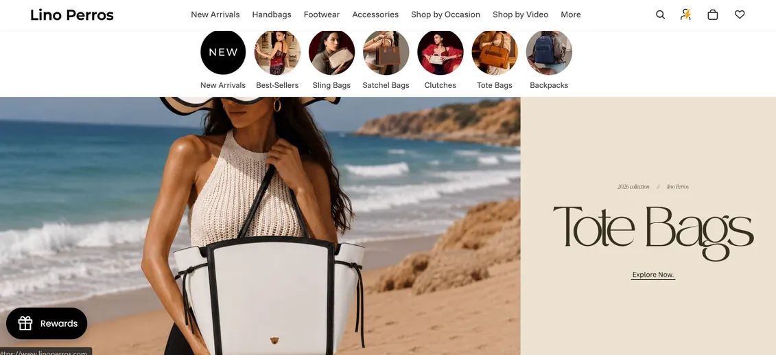 Lino Perros Tote Bags webpage